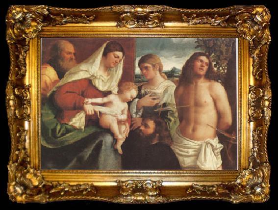 framed  Sebastiano del Piombo The Holy Family with st Catherine st Sebastian and a Donor sacra Conversazione (mk05), ta009-2